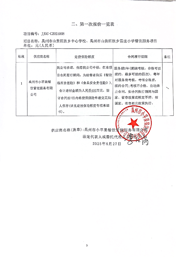 禹州市山貨回族鄉(xiāng)中心學(xué)校、禹州市山貨回族鄉(xiāng)雷莊小學(xué)餐飲服務(wù)項目  成交公告